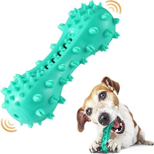 Dog Chewers Interactive Toy Durable Natural Rubber Squeak Dog Toothbrush Puppy Brushing Stick Bones Teeth Cleaning Pet Supplies