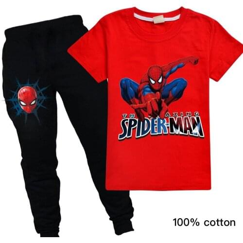 Disney Spiderman Boys Clothes Set Summer Kids T shirt With Pants Casual Sport Suits 2pcs Tracksuit Outfits Children’s Clothes