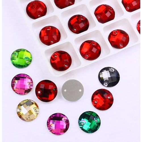 Round Rivoli Glass Chessboard Sew On Rhinestones Crystal AB Mesh Sewing Stones for DIY Dress Clothes Bags Crafts Arts Decoration