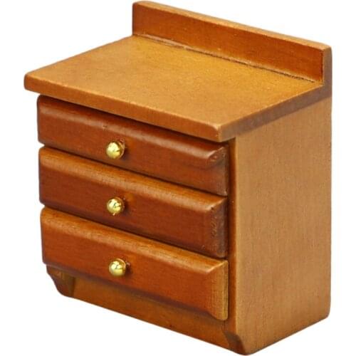 1/12 Scale Dollhouse Furniture Cabinet, Wooden Scale 1:12 DIY 3 Grid Bedside Table for Decoration