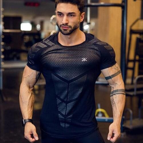 Fashion Compression T-shirt Jogger Sporting Skinny Tee Shirt Male Gyms Fitness Bodybuilding Workout Black Tops Sports Clothing