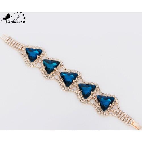 Carddoor Fashion Rhinestone Chain Bracelets Crystal Bracelets and Bangles For Women Girl Gift Wedding Bridal Gold Jewelry