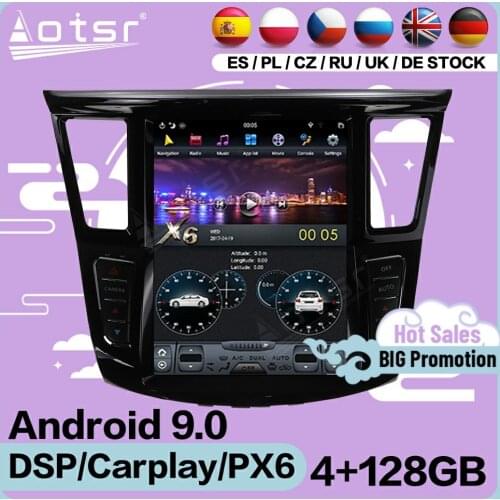 4+128G Tesla Screen Multimedia Stereo Android 9 Player For Infiniti QX60 JX35 2012 2013 2014 2015 2016 GPS Navigation Head Unit