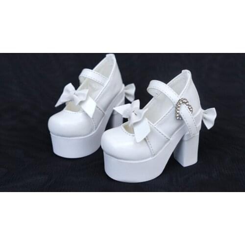 N01-X008 children handmade toy 1/3 1/4 Doll Accessories BJD/SD doll pink buckle double bow princess shoes 1 pair