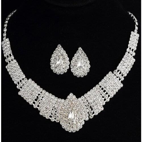 New Crystal Wedding Jewelry Sets for Women Bride Clear Necklace Set Engagement Red African Beads Jewelry Sets Christmas Jewelry