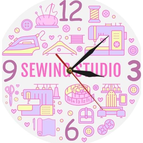 Quilting Sewing Room Quilt Seamstress Sewing Studio Printed Wall Clock Gift Sign Wall Clock Craft Room Crafting Supplies Watch