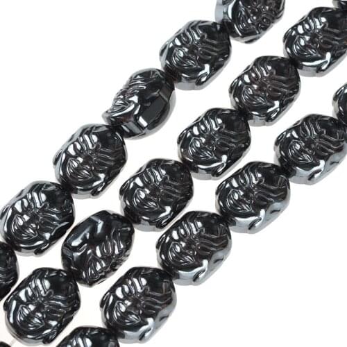 Nature stone Black Hematite Beads Ghost face shape Loose Beads 21.5*16.5mm For DIY Jewelry Necklace Bracelet Making Accessories