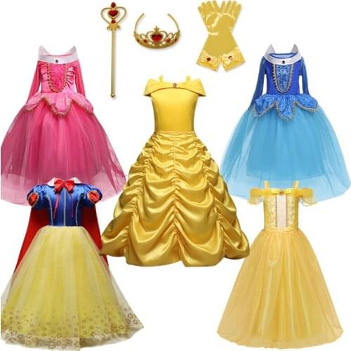3-8y Summer Girls Dress Birthday Cosplay Party Long Tails Costume Children Girls Princess Dresses Halloween Clothes Fancy Robe