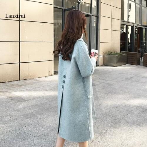 Autumn Winter Coat Women real Wool Coat Female Double Side Woolen Coats Korean Long Jacket Femme