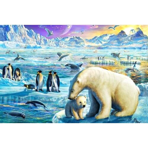 Polar bear love The wooden puzzle 1000 pieces ersion jigsaw puzzle white card adult childrens educational toys