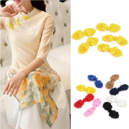 95AA 10 Pairs Beaded Chinese Frog Closure Buttons Knot Fastener Sewing Handmade Craft