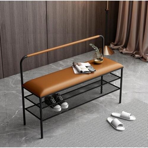 Luxury shoes changing stool household backrest shoe cabinet shoes stool simple shoe rack storage hall shoes changing stool