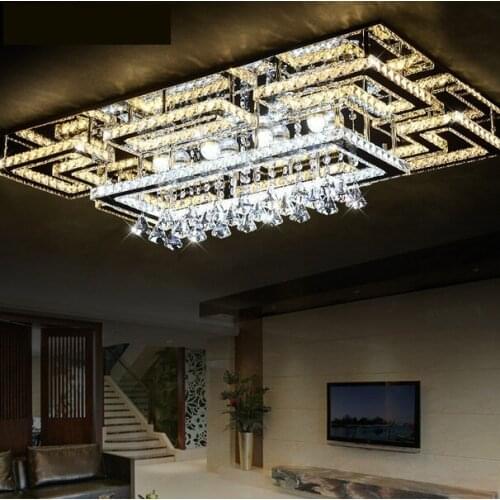 Luxury modern crystal ceiling lamps and living room bedroom square ultra bright crystal Ceiling lights 110-240V