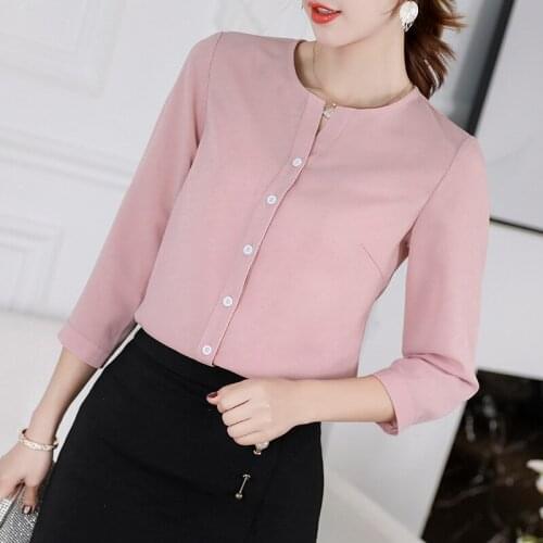 Women Slim Thin Chiffon Shirt Female Spring Summer Pure Color Fashion Leisure Blouses Office Ladies New Korean Shirts Top H9065