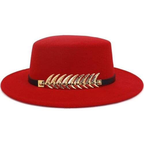X4019 Adult Flat Top Wool Fedora Hats Canotier Hat Wide Brim Fashion Boater Wool Hat Flat Top