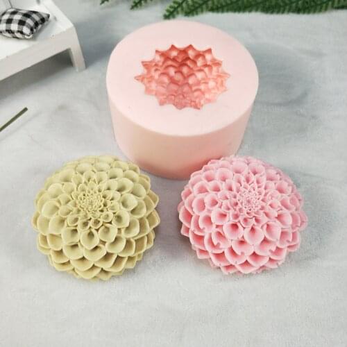 3D Dahlia Flowers Shape Silicone Mold Cake Chocolate Candle Soap Mould DIY Aromatherarpy Household Decoration Craft Tools