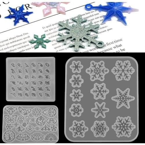 1pcs Snowflake Butterfly Letter Silicone Casting Molds Christmas Decoration Epoxy Resin Mold For DIY Pendants Jewelry Making
