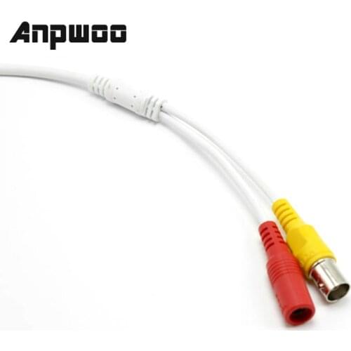 ANPWOO 60cm Power Video Cable Power Lead Pigtail for Analog CCTV Camera PCB Board Female BNC 12V DC Connector Stripped Wire