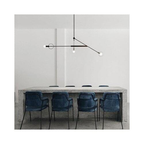 Modern Minimalist Linear Chandelier Lighting Nordic Restaurant Bedroom Study Industrial Style Geometric Art Chandelier Lamp