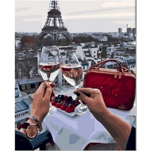 Cheers Acrylic Paint By Number Landscape Frame Canvas DIY Kits For Adults Oil Picture Coloring Drawing Painting By Number Decor