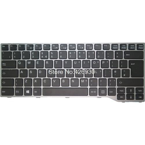 UK Laptop Keyboard For Fujitsu For Lifebook T725 T726 CP683304-03 MP-12R86GB6D8551W United Kingdom black with Gray frame new