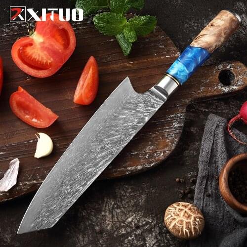 XITUO 8 Inch Kitchen Knife VG10 Damascus Steel Japanese Chef Knives Kiritsuke Knife Meat Vegetable Slicing Gift Box Razor Sharp