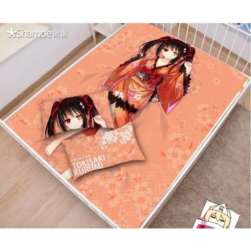 Japanese Anime Cartoon Date A Live Tokisaki Kurumi Cover Fitted Sheet Fitted cover bedspread counterpane No.2