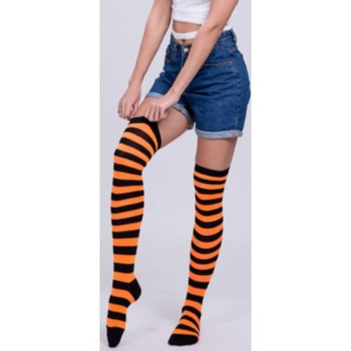 Womens Long Striped Socks Over Knee Thigh High Stocking Dress Girl Cosplay Leg Christmas Halloween Daily Socks Winter Autumn