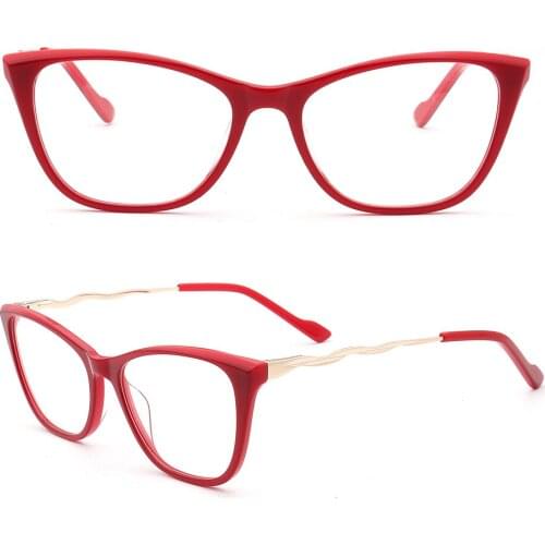 Women Cat Eye Eyeglass Frames for Women Fashion Acetate Metal Full Rim Glasses Frames Rx Spectacles Red Blue Eyeglasses frames