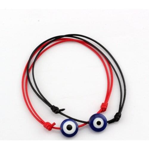 10 Pcs Adjustable Blue Waxes Rope Charm Lucky Eye Beads Bracelets S112L21