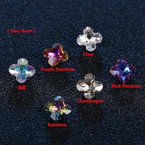 100pcs K9 Quality 6mm Flower Shape Clear ab Crystal Rhinestone Pointback Glass Strass Rainbow Rhinestones for Nails Dresses