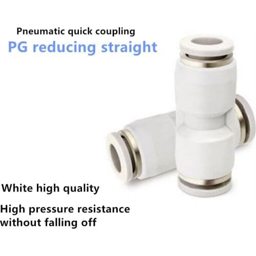 5pcs Air Pneumatic PG6-4/8-6/10-8/8-4/10-6/12-8 OD Hose One Touch Push Into Reducing Straight Throught Air Quick Plug Fittings