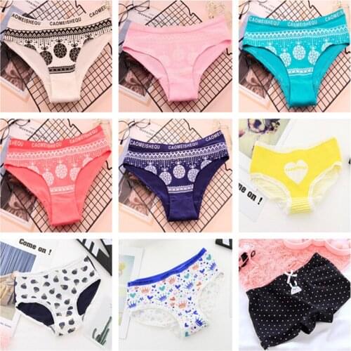 4Pc/Lot Girls Underwear Cotton Kid Boxers Briefs Cartoon Children Panties 9-20 Years