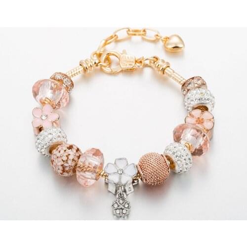 ANNAPAER 2019 Dropshipping Flower Pendant Charm Bracelet Hollow Beads Fine Bracelet & Bangle For Women Jewelry B19047