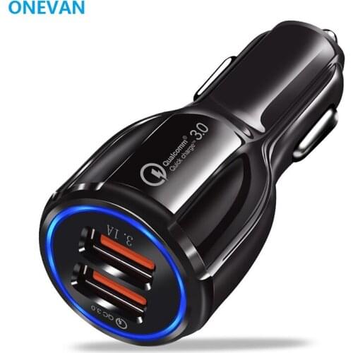 QC3.0 car cigarette lighter fast charger fast charging dual USB output port 3.1A car charger suitable for cars and trucks