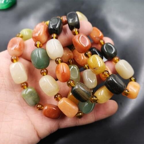 10PCS Xinjiang jade bracelet Beads Bracelets For Women Men Agates Jades Natural Stone Bracelet BangleHealing Reiki Jewelry