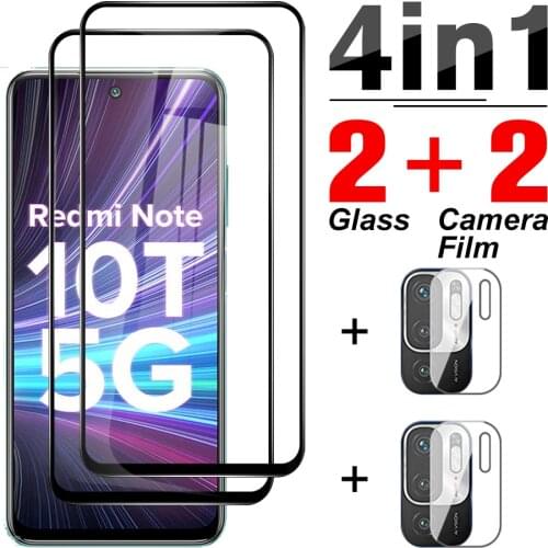 4in1 Full Cover Tempered Glass Case For Xiaomi Redmi Note 10T 5G xiamoi redmi note 10 9 pro max 10s 9t 9s 10 5g Camera Lens Film