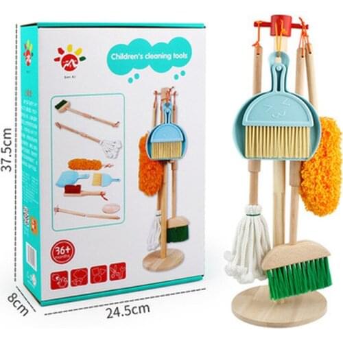 Wooden Mini simulation Kitchen Home Cleaning Tool Pretend Furniture educational play house toys