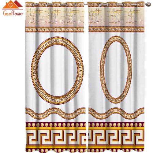 Greek Ethnic Circle Geometric Window Curtains Living Room Outdoor Fabric Drapes Curtain Home Decor