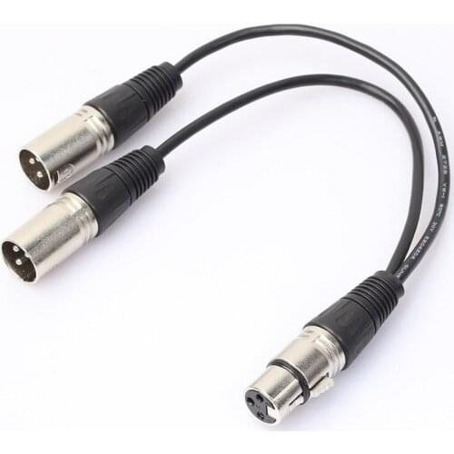 30cm 3Pin XLR 1 Female To 2 male Audio Extension Cable Microphone Y Audio Splitter Cord Line For Mixer Recorder XLR 3 Pin