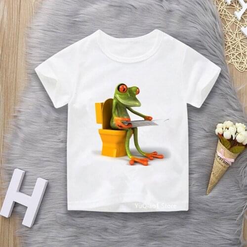 Kawaii Funny Frog Cartoon Graphic Cute White Tshirts Kids Harajuku Casual Tops Unisex Summer Childrens T-shirts