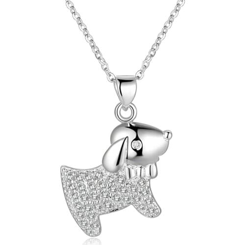 Lureme Sweet Jewelry 925 Silver Cute Puppy with Crystal Pendant Necklace for Women (nl004294)