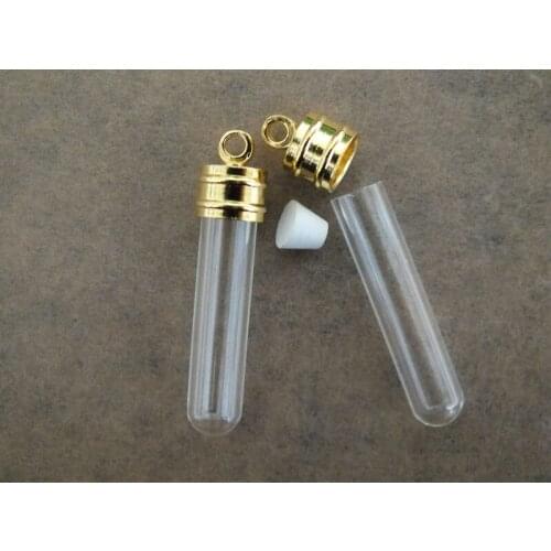 Small Hourglass Glass Pendant handmade Fashion Necklace golden cap 34x6mm