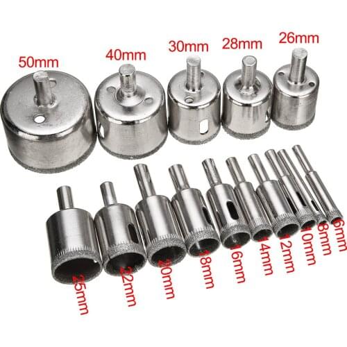 15pcs/set Diamond Drill Bits Set Marble Glass Ceramic Hole Saw Drill Bit Tools For Hole Opener Cutter 6mm-50mm