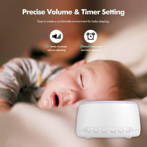 Desktop USB White Noise Machine Sleep 30 Soothing Sounds&Timer/Loop Playback BT Connection with Colorful TouchControl NightLight