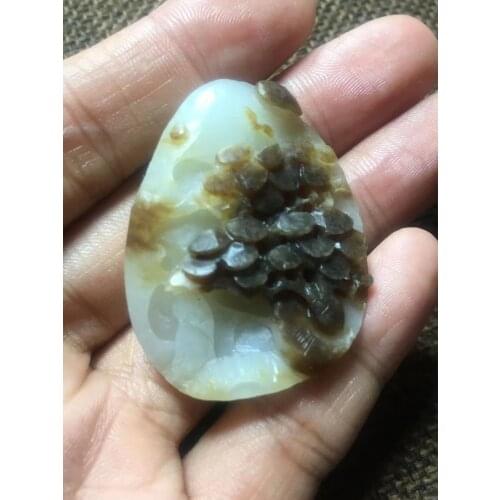 Natural hetian jade A HandCarved jade landscape jadeite jade white pendant jade necklace jewelry men necklaces women gift