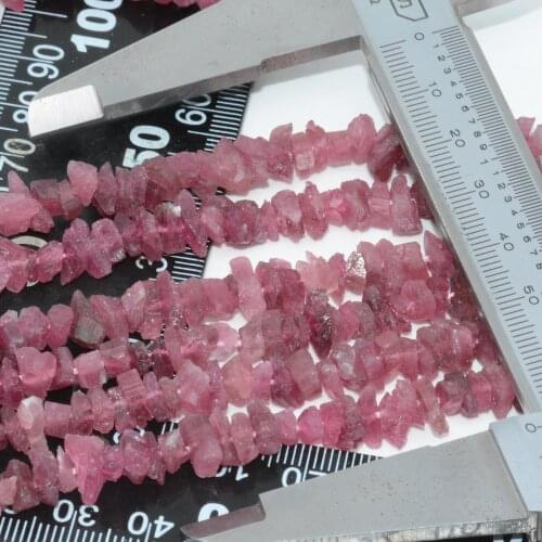 Good Quality Natural Pink Tourmaline Rough Material Nugget Chips Beads 7~9MM