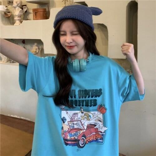 2021 new summer all-match casual personality loose short-sleeved T-shirt female trend all-match female T-shirt