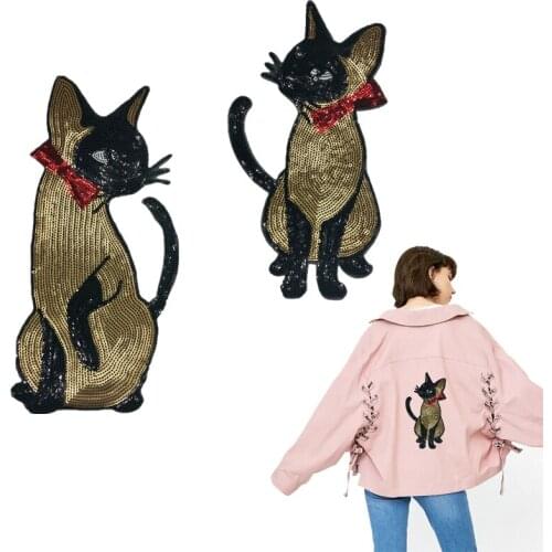 New arrive Sequins Animal DIY handicraft Iron-on Patches Embroidery Appliques Cat Stickers Clothing badge Accessories Decor
