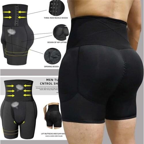 Slimming Sheath Belly Tummy Control Thigh Trainer Shapewear Waste Trainer Hook Waist Shaper Butt Lifter Men Boxer Shorts Padded